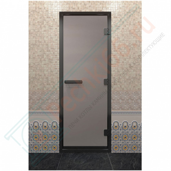 Дверь для хамама в черном профиле, сатин 2000x700 мм (DoorWood) в Новосибирске