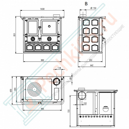 Печь с варочной поверхностью Rosa Maiolica, цвет бордовый (La Nordica)