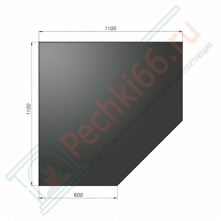 Притопочный лист угловой 1100*1100*2, чёрный, 2мм (Везувий)