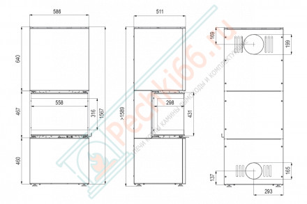 Печь-камин Intra xms c ver. compact 1, серая сталь (Defro-Home) 8кВт