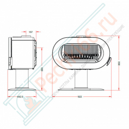 Печь-камин FIFTY SUR ARCHE эмаль слоновая кость (INVICTA)