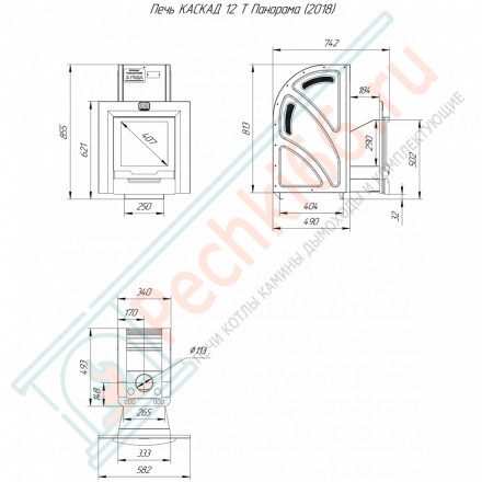 Печь для бани Каскад-12 Т Панорама (2018) (Теплодар)