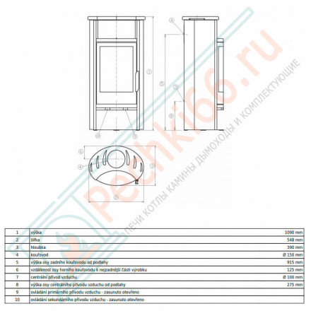 Печь-камин Pori 5 с верхней плитой - тальк (ABX)