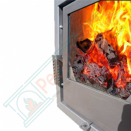 Печь для бани Терма Каменка мини удлиненная топка панорама (Варвара)
